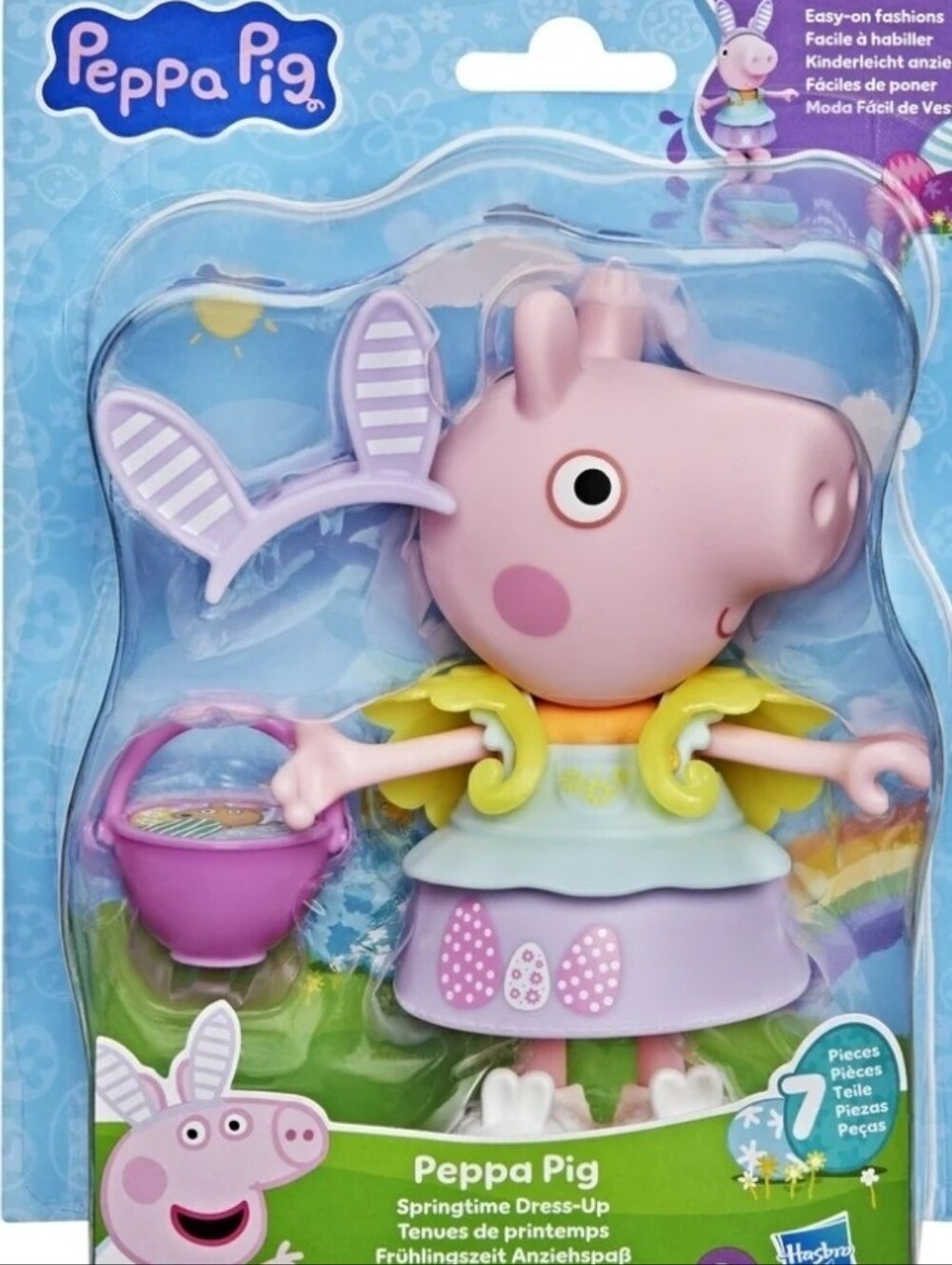 Peppa Pig Dress-Up Doll with Bunny Ears and Basket - Pink, Purple, Yellow